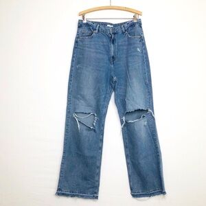 H&M high-rise, wide leg distressed jeans